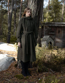 ”Aneta” maxi coat in moss green pure wool