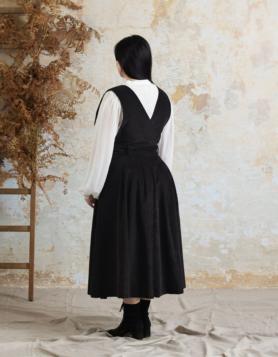 black and grey jumper dress Yana Corduroy jumper Dress Black