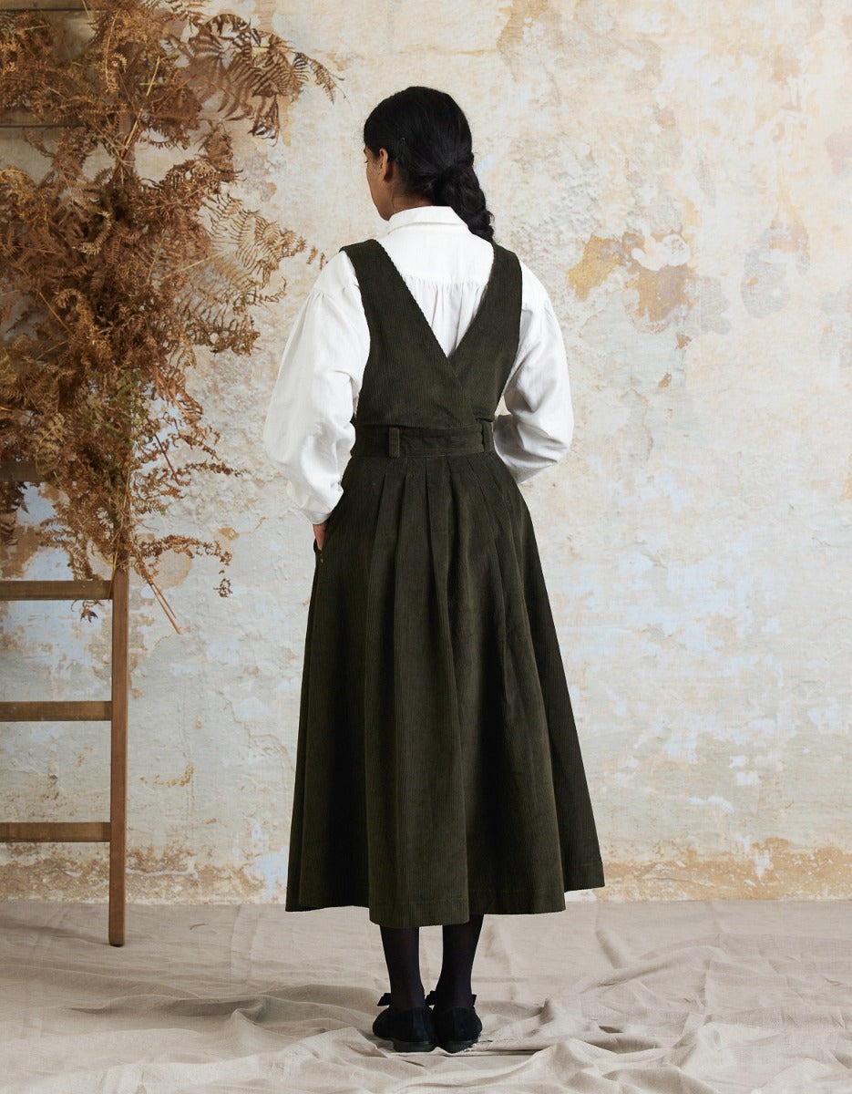 Green Jumper Dress | Cotton Corduroy Dress | Dark Academia style