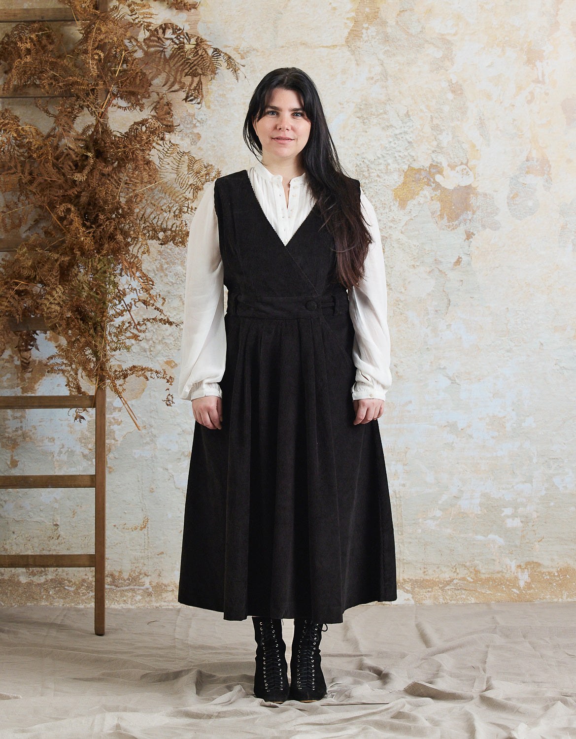 Yana Corduroy jumper Dress Black Yana Corduroy jumper Dress Black