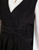 Robe-chasuble 'Yana' en velours côtelé noire
