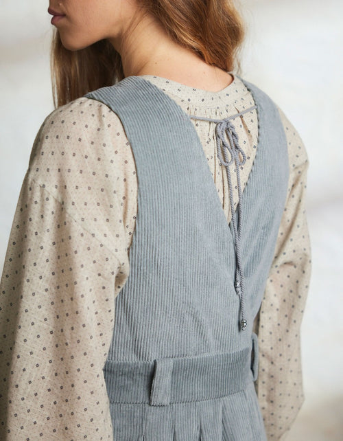 Robe-chasuble 'Yana' en velours côtelé lagon