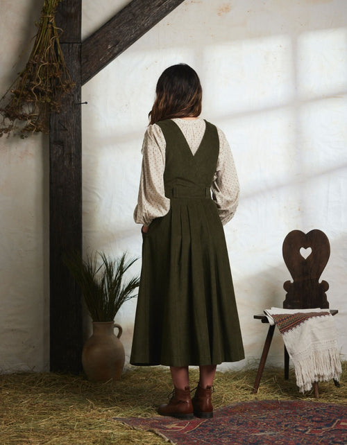 Yana Corduroy Jumper Dress moss Green Yana Corduroy Jumper Dress moss Green