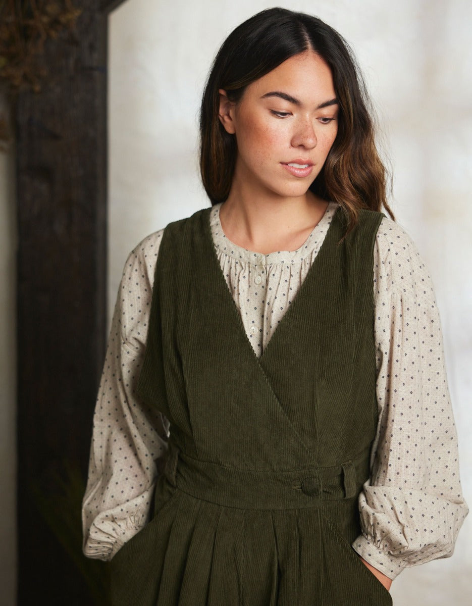 Yana Corduroy Jumper Dress moss Green Yana Corduroy Jumper Dress moss Green
