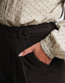 Pantalon 'Yana' en velours côtelé noir