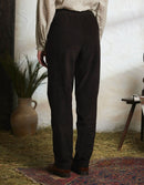 Pantalon 'Yana' en velours côtelé noir