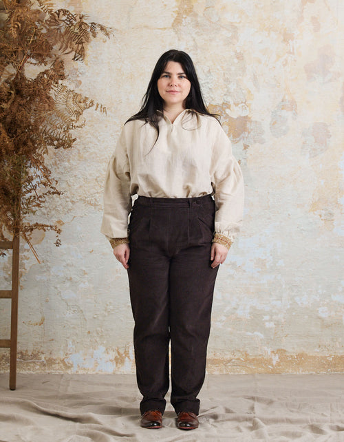 Pantalon 'Yana' en velours côtelé noir