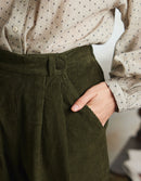 "Yana" corduroy pants moss green