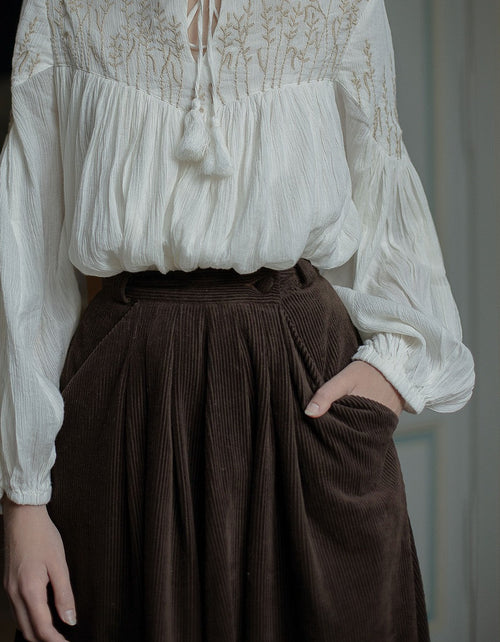 "Yana" corduroy skirt chestnut