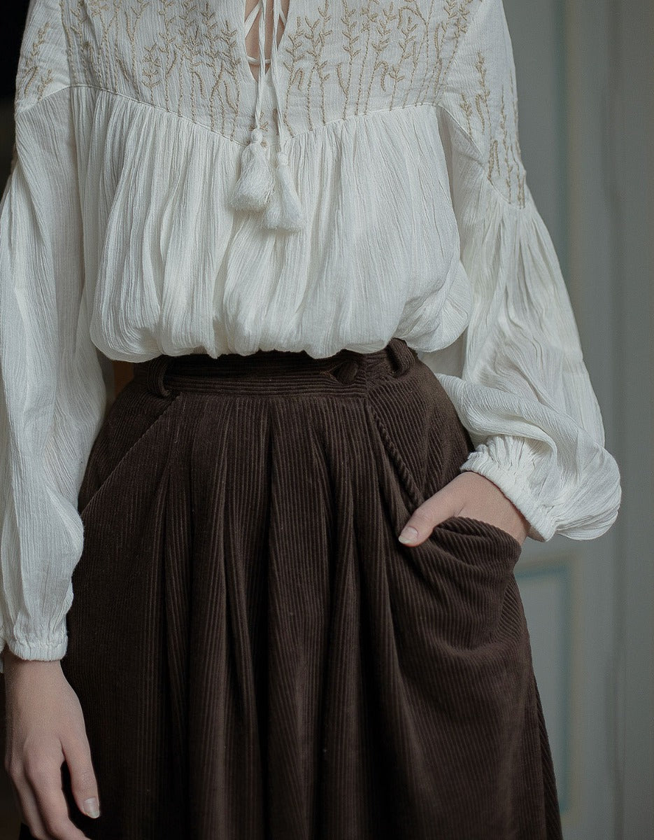 "Yana" corduroy skirt chestnut