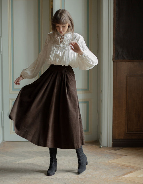 "Yana" corduroy skirt chestnut