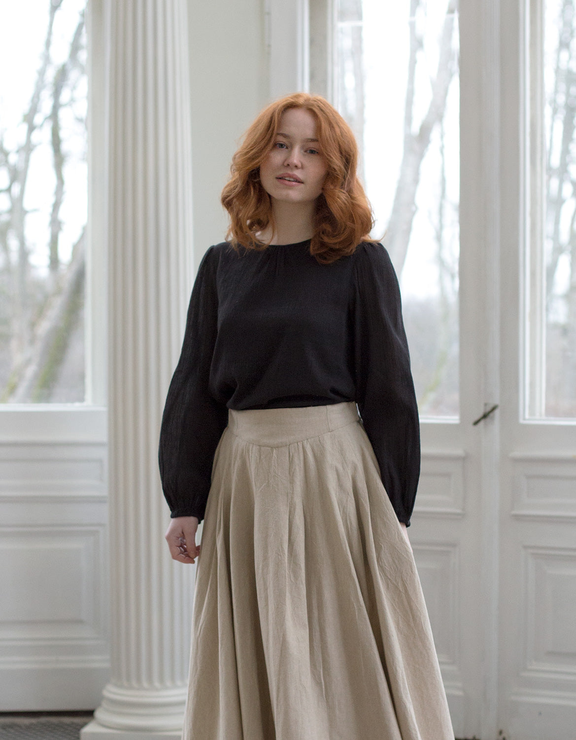 Haut 'Ziema' en coton couleur seigle
