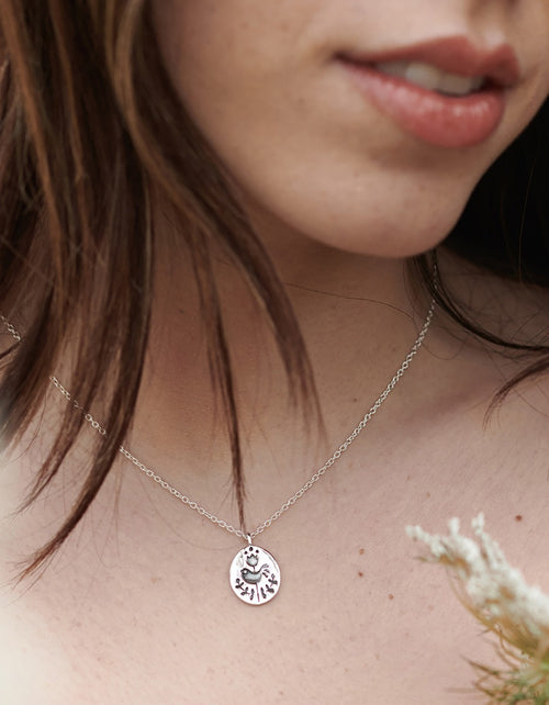 'Zina' folk sparrow necklace in sterling silver