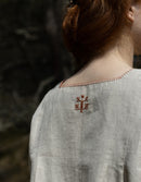 "Zlata" linen dress with tile embroideries