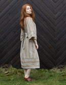 Robe  'Adelina' en lin rayé ambre